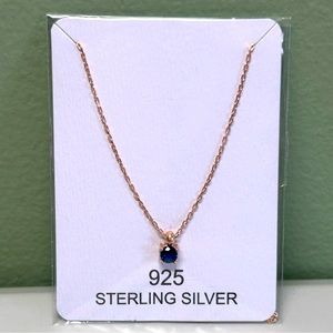 Blue sapphire pendant 10k gold plated 925 silver necklace September birthstone